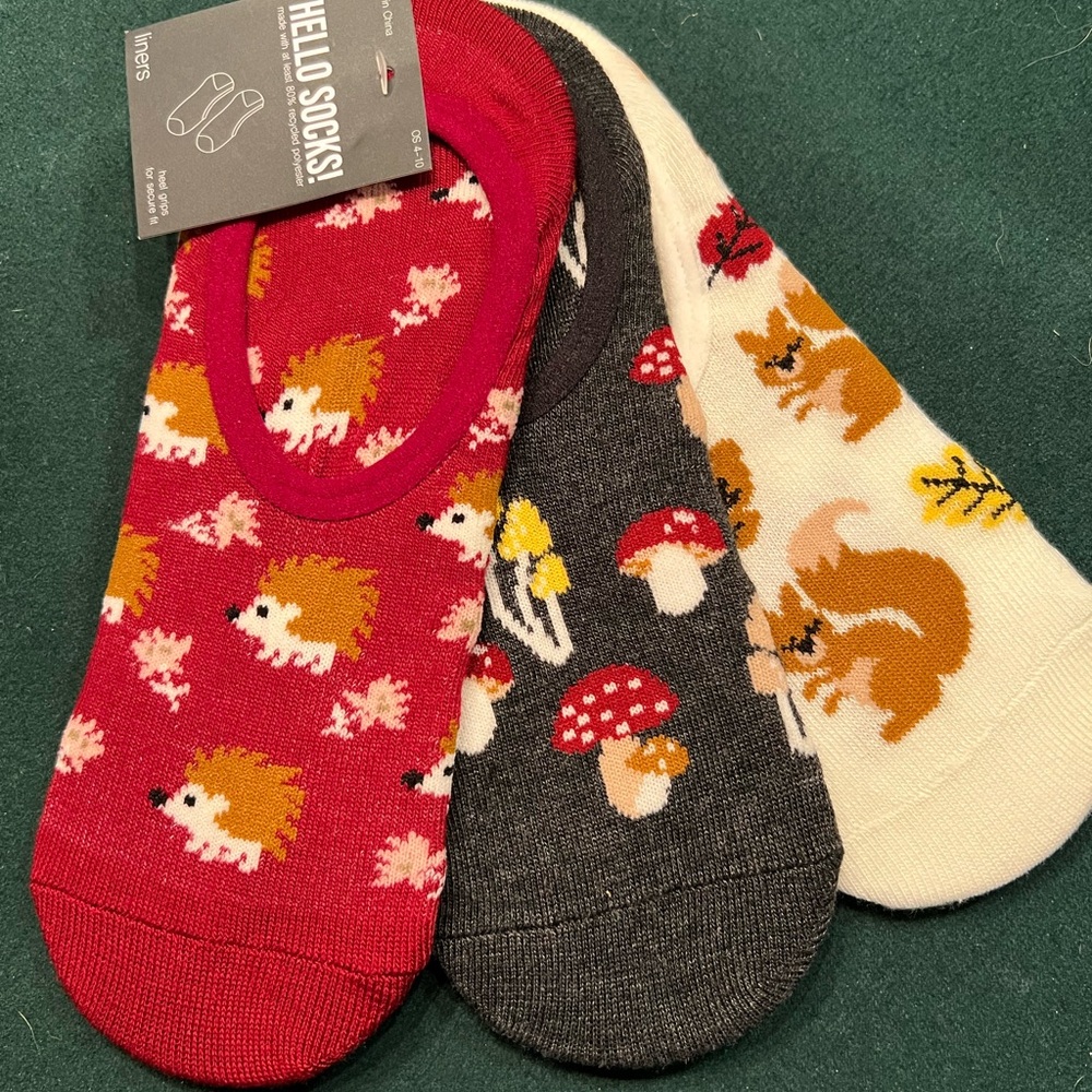 Whimsical Red and Gray Woodland Socks